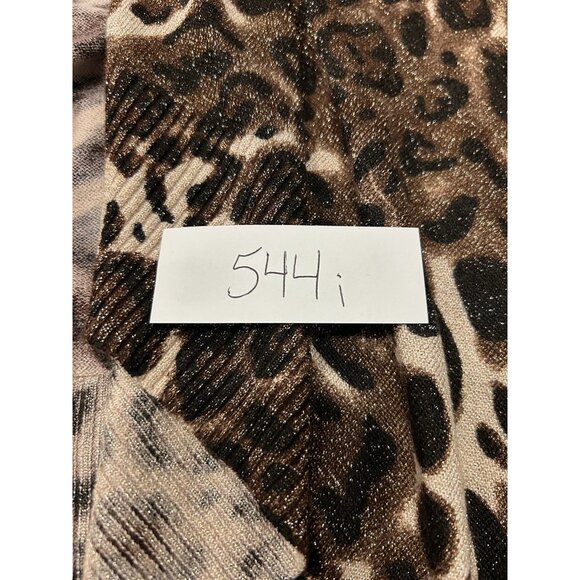 Leopard Print Open Front Cardigan Sweater with Glitter Accents - Picture 6 of 7